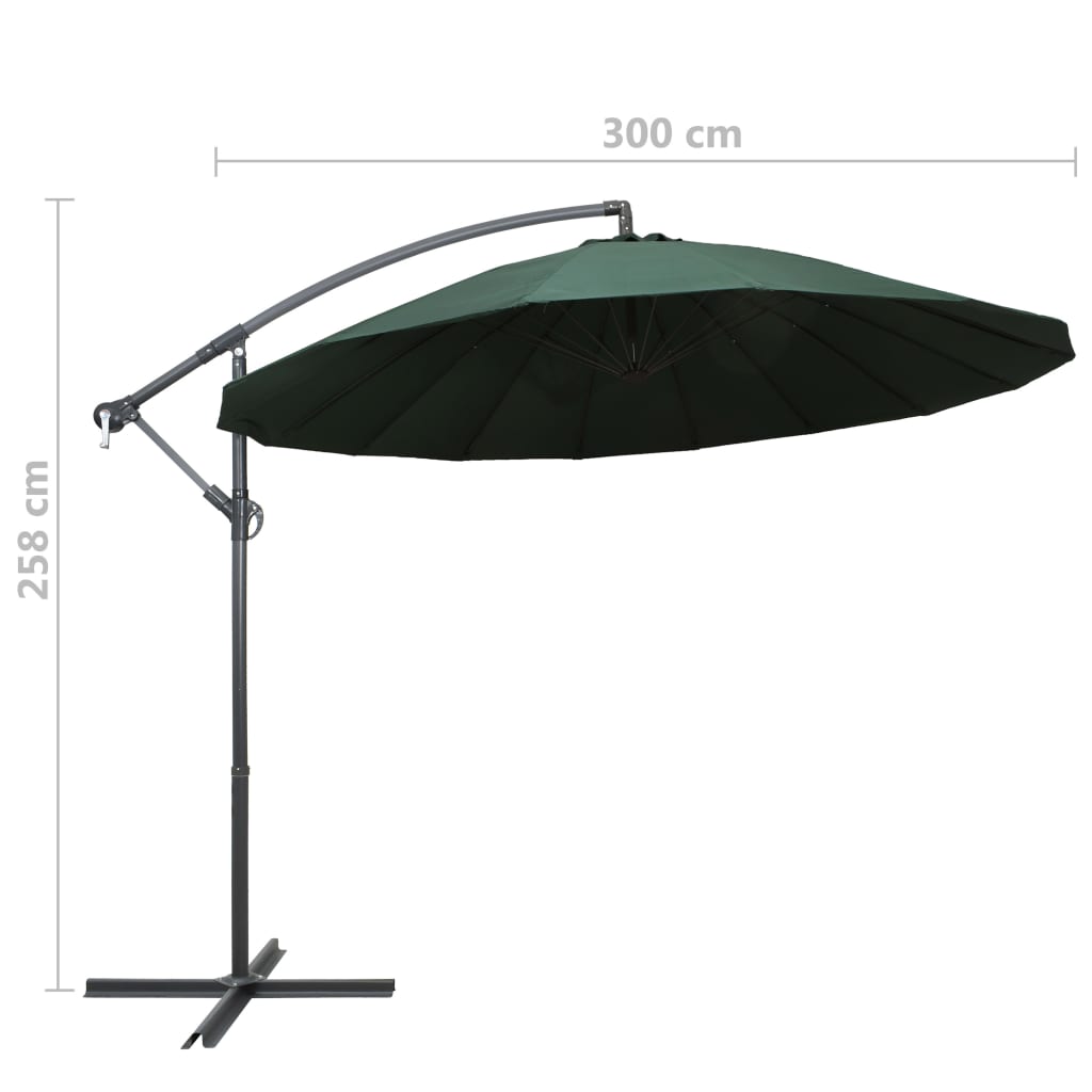 Ombrellone a Sbalzo Verde 3 m Palo in Alluminio