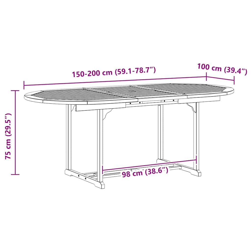 Tavolo da Giardino Grigio 200x100x75 cm in Legno di Acacia