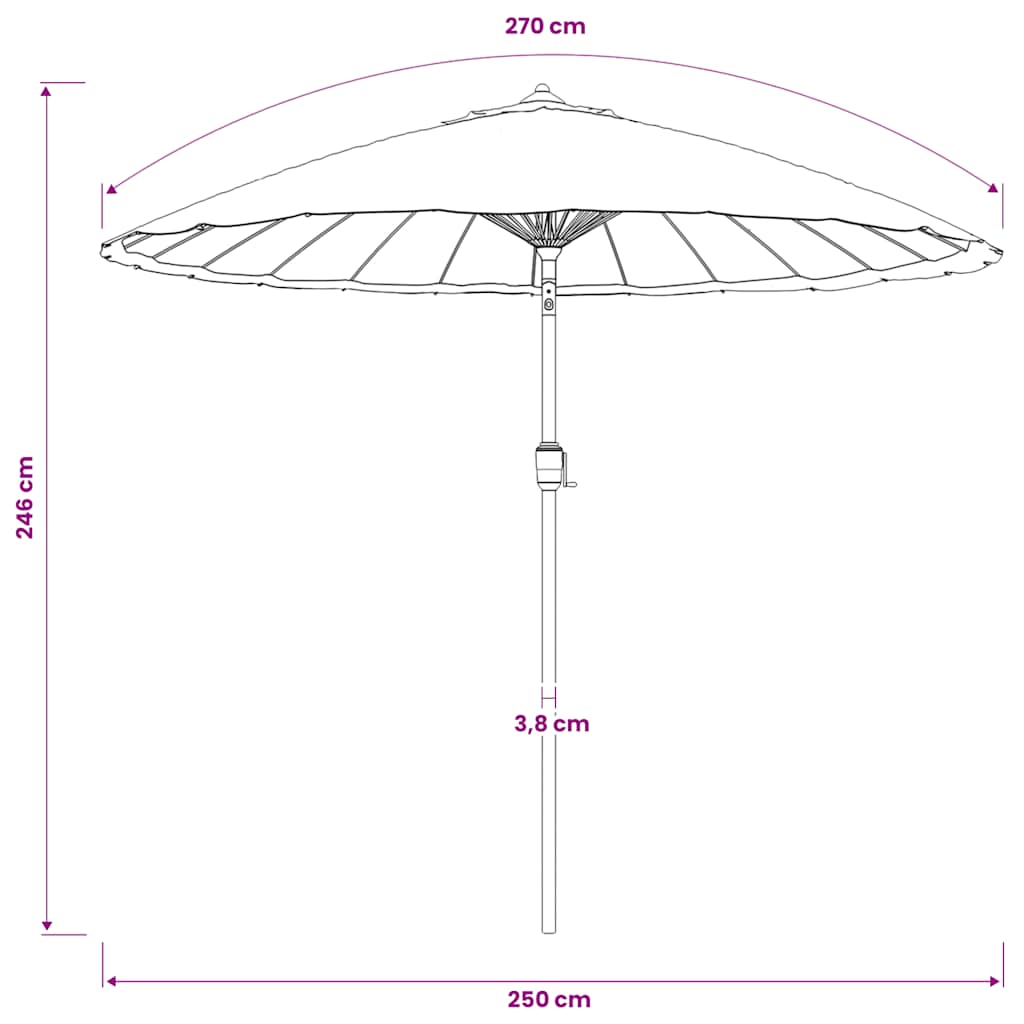 Ombrellone da Giardino con Palo in Alluminio 250 cm Nero
