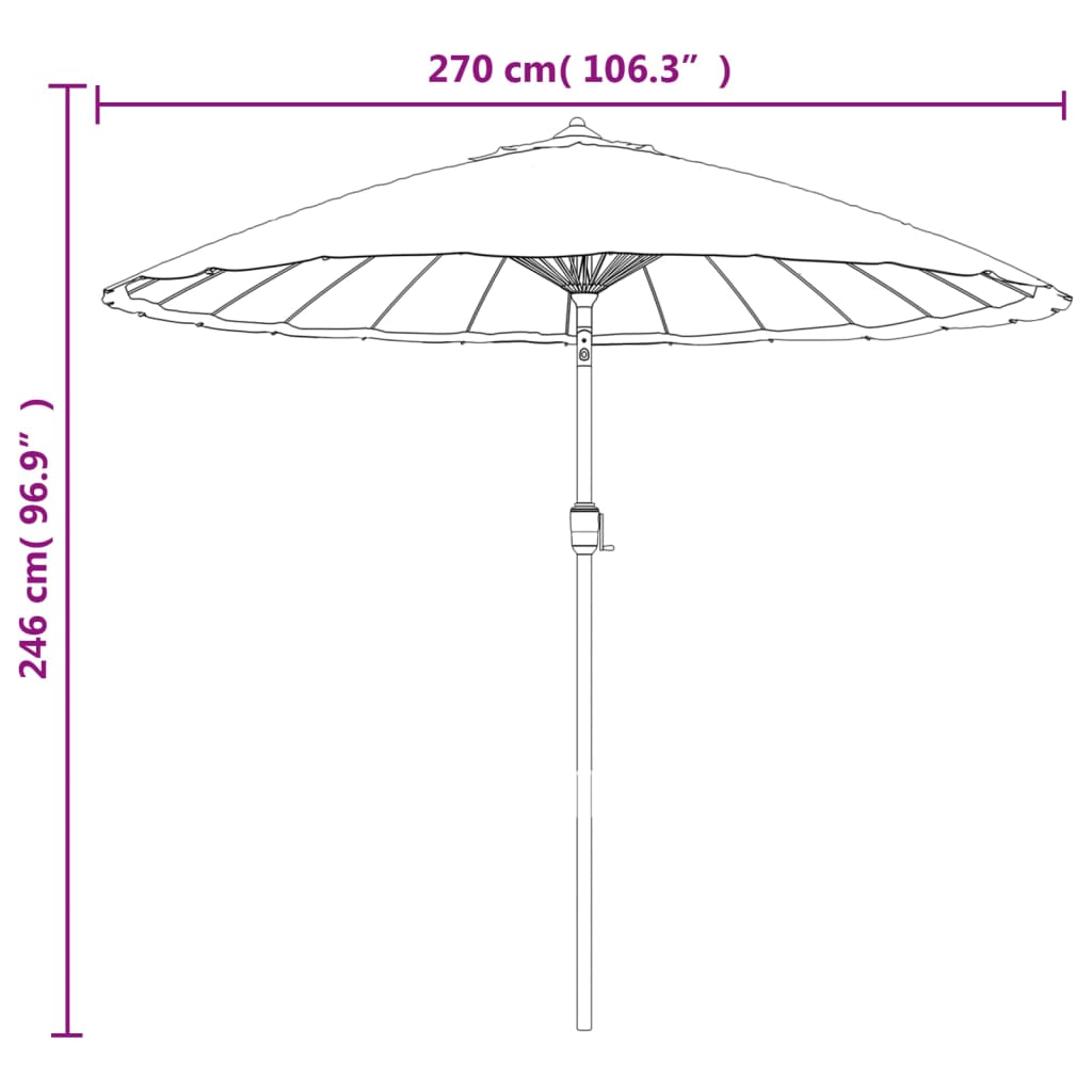Ombrellone da Giardino con Palo in Alluminio 250 cm Azzurro
