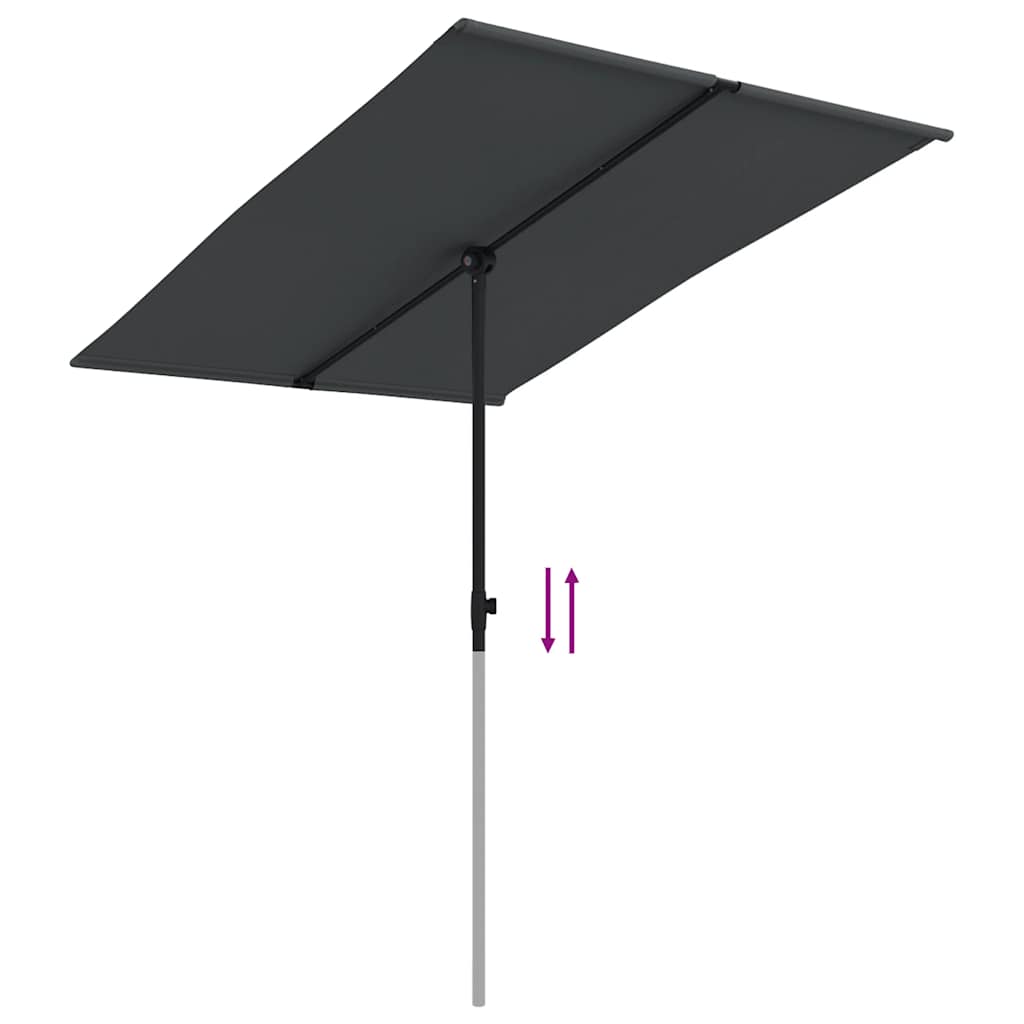 Ombrellone da Giardino con Palo in Alluminio 2x1,5 m Nero