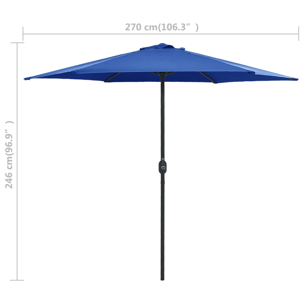 Ombrellone da Giardino con Palo in Alluminio 270x246 cm Azzurro