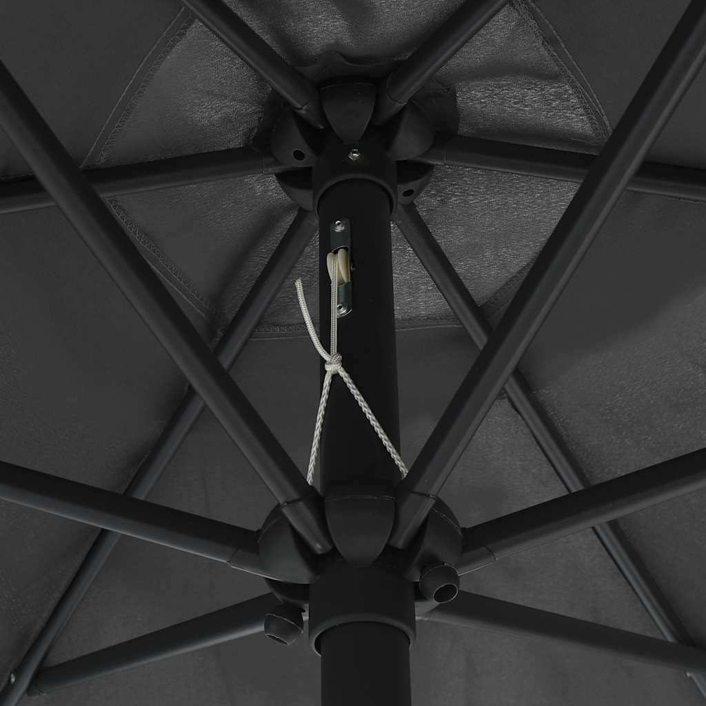 Ombrellone con Luci a LED e Palo in Alluminio 270 cm Antracite