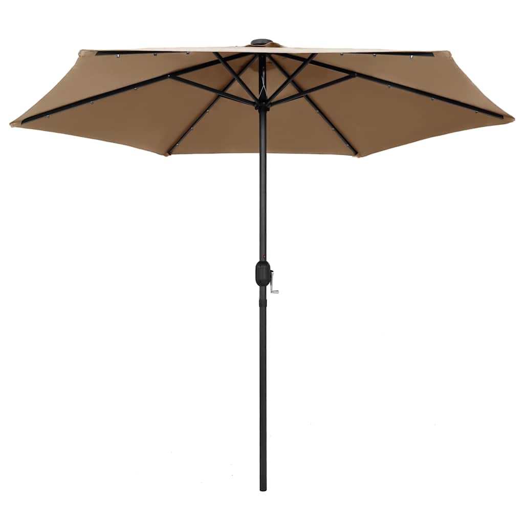 Ombrellone con Luci a LED e Palo Alluminio 270 cm Tortora