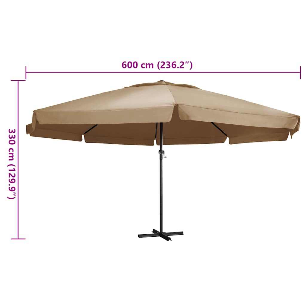 Ombrellone da Giardino con Palo in Alluminio 600 cm Tortora