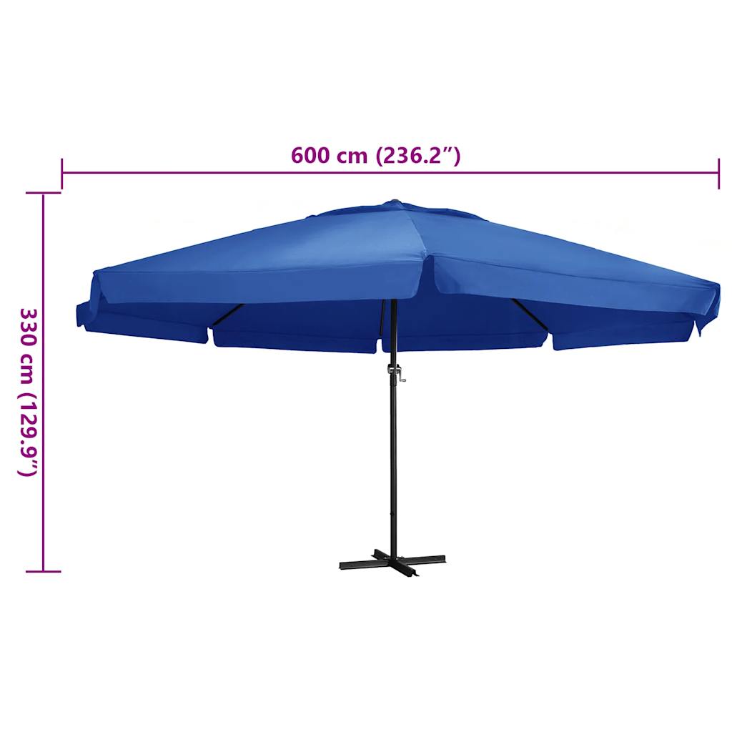 Ombrellone da Giardino con Palo in Alluminio 600 cm Azzurro