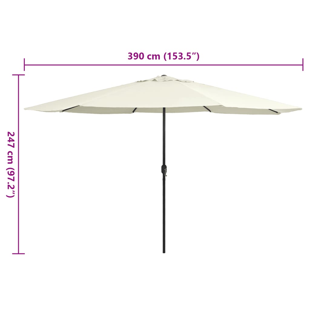 Ombrellone da Giardino con Palo in Metallo 390 cm Bianco Sabbia