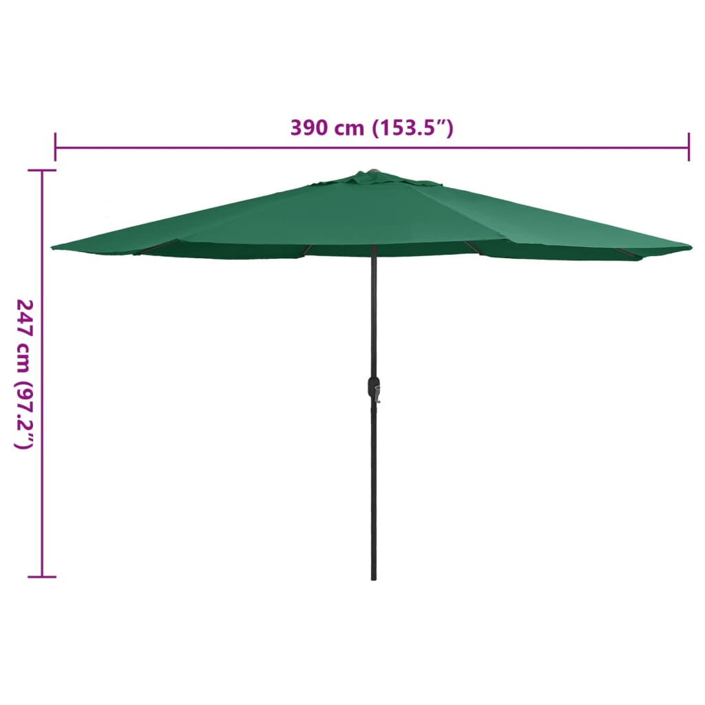 Ombrellone da Giardino con Palo in Metallo 390 cm Verde