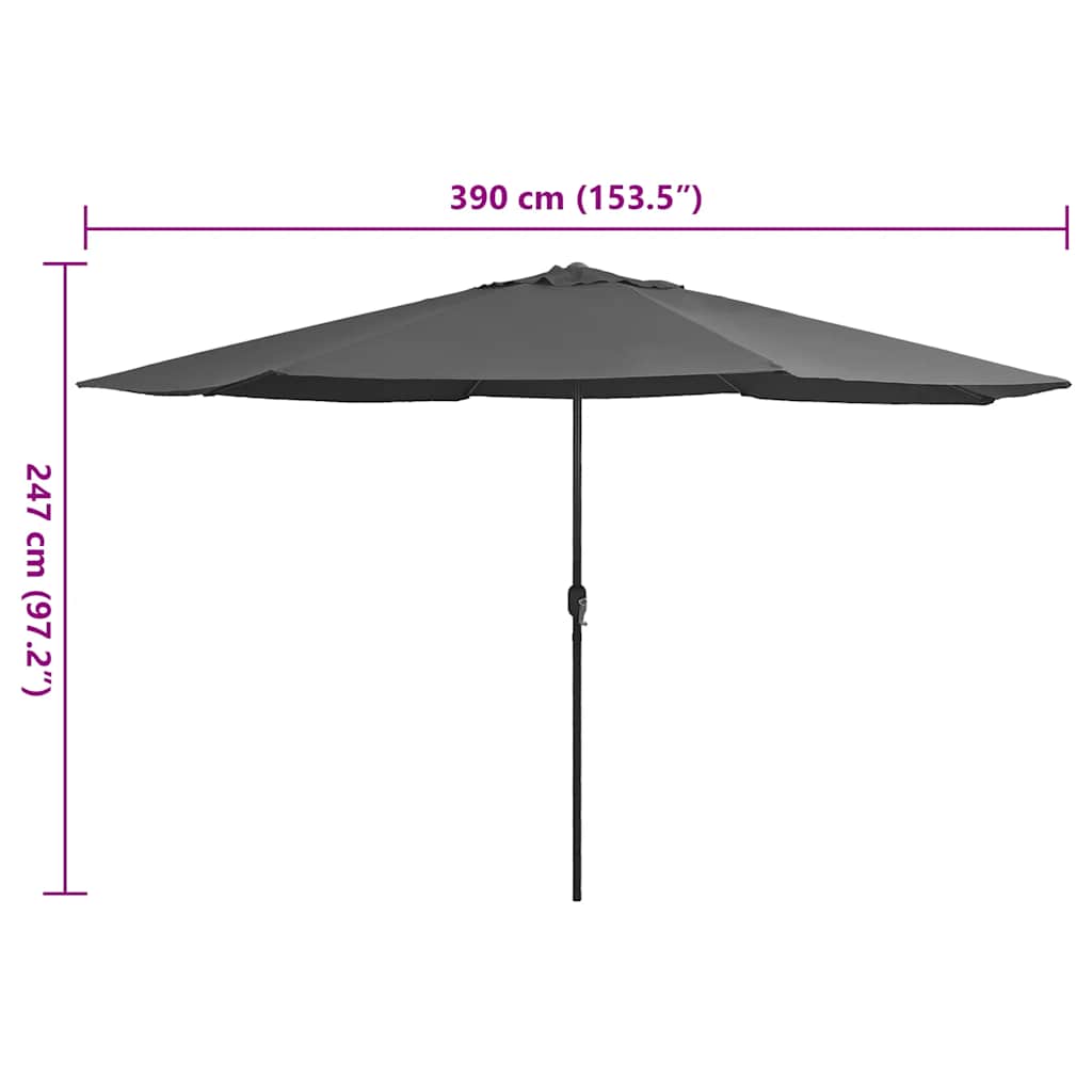 Ombrellone da Giardino con Palo in Metallo 390 cm Antracite