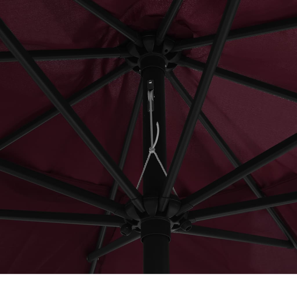 Ombrellone da Esterni con Palo in Metallo 390 cm Rosso Bordò