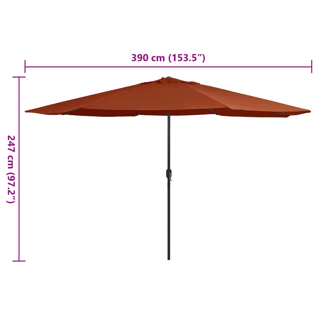Ombrellone da Giardino con Palo in Metallo 390 cm Terracotta
