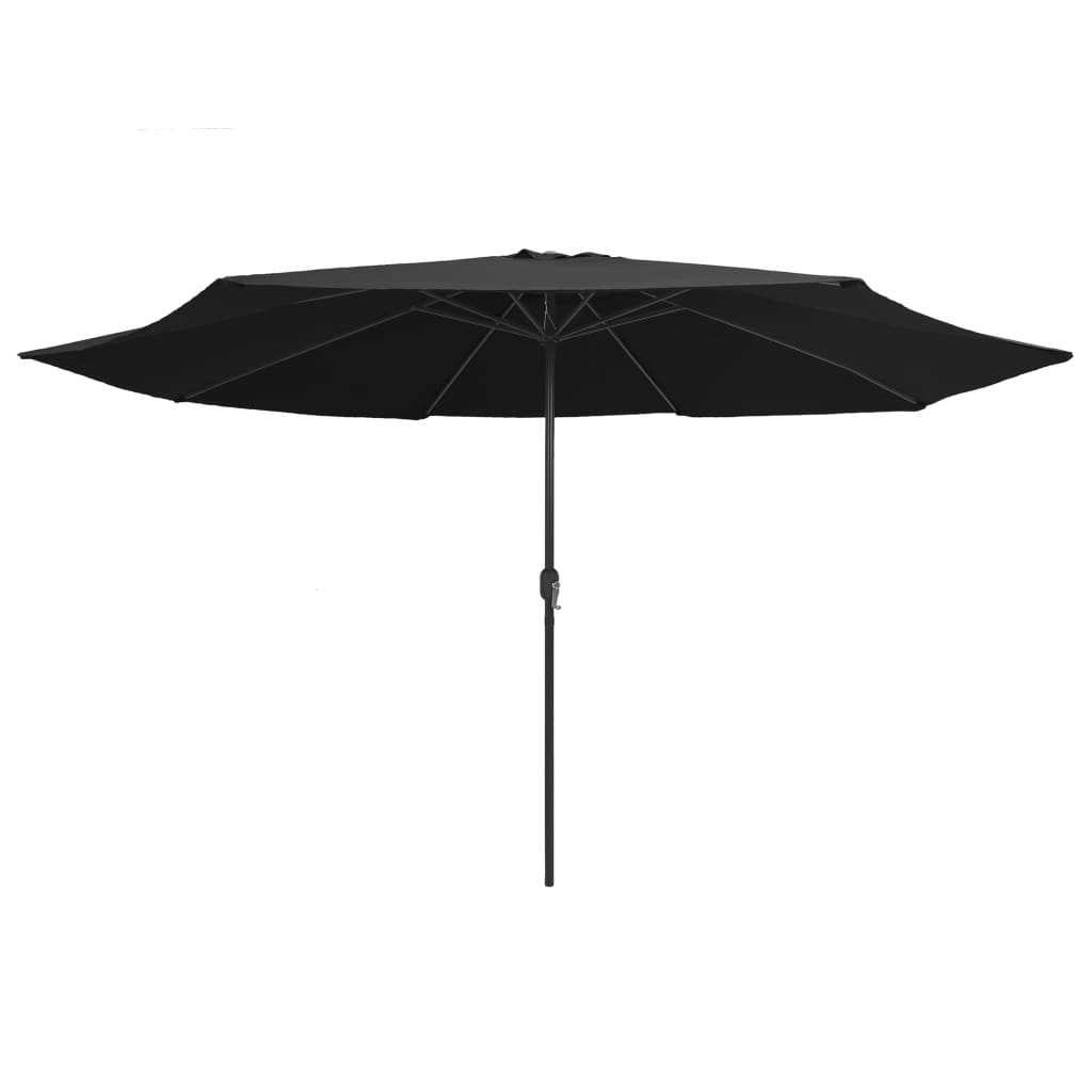 Ombrellone da Giardino con Palo in Metallo 390 cm Nero