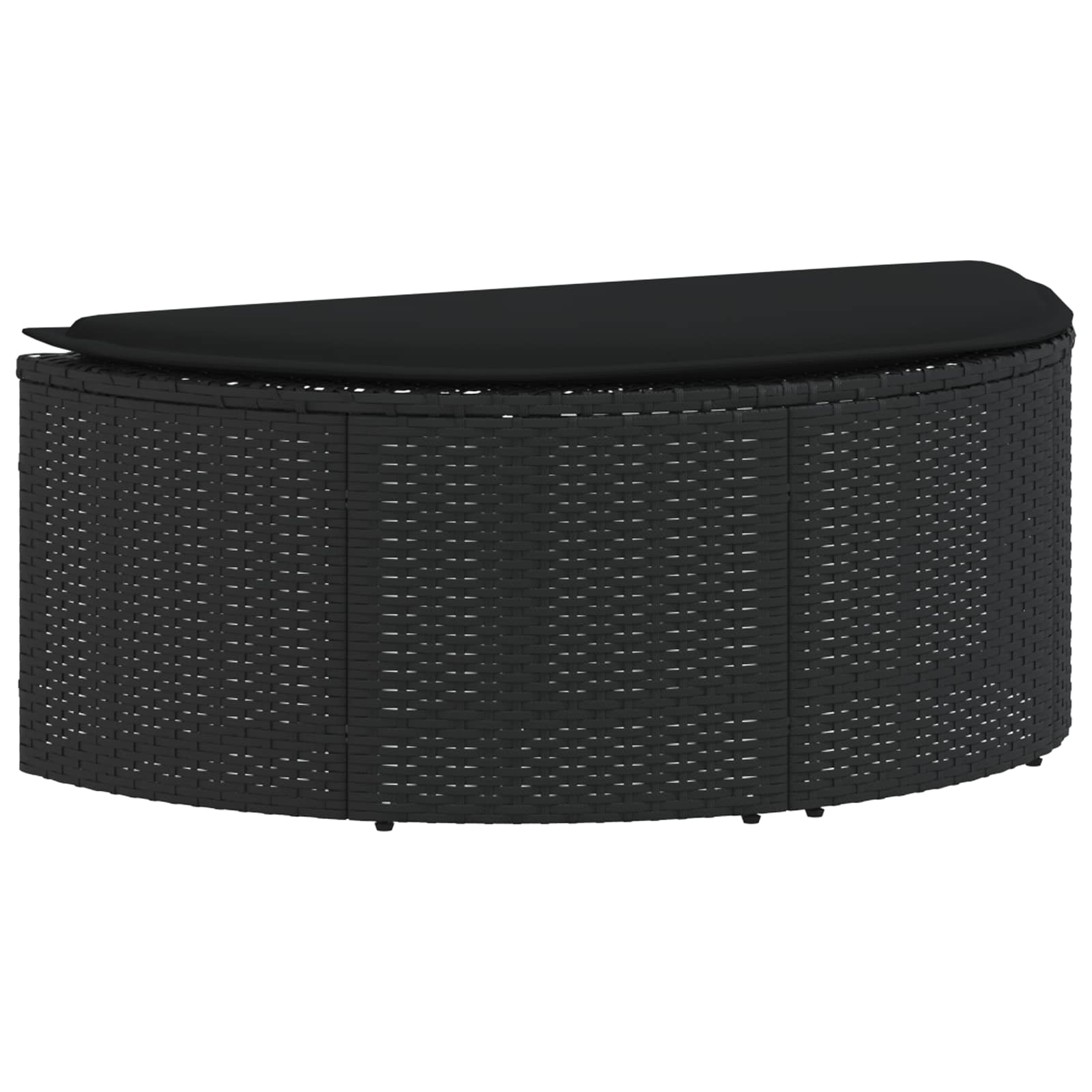 Lettino da Giardino con Ombrellone in Polyrattan Nero