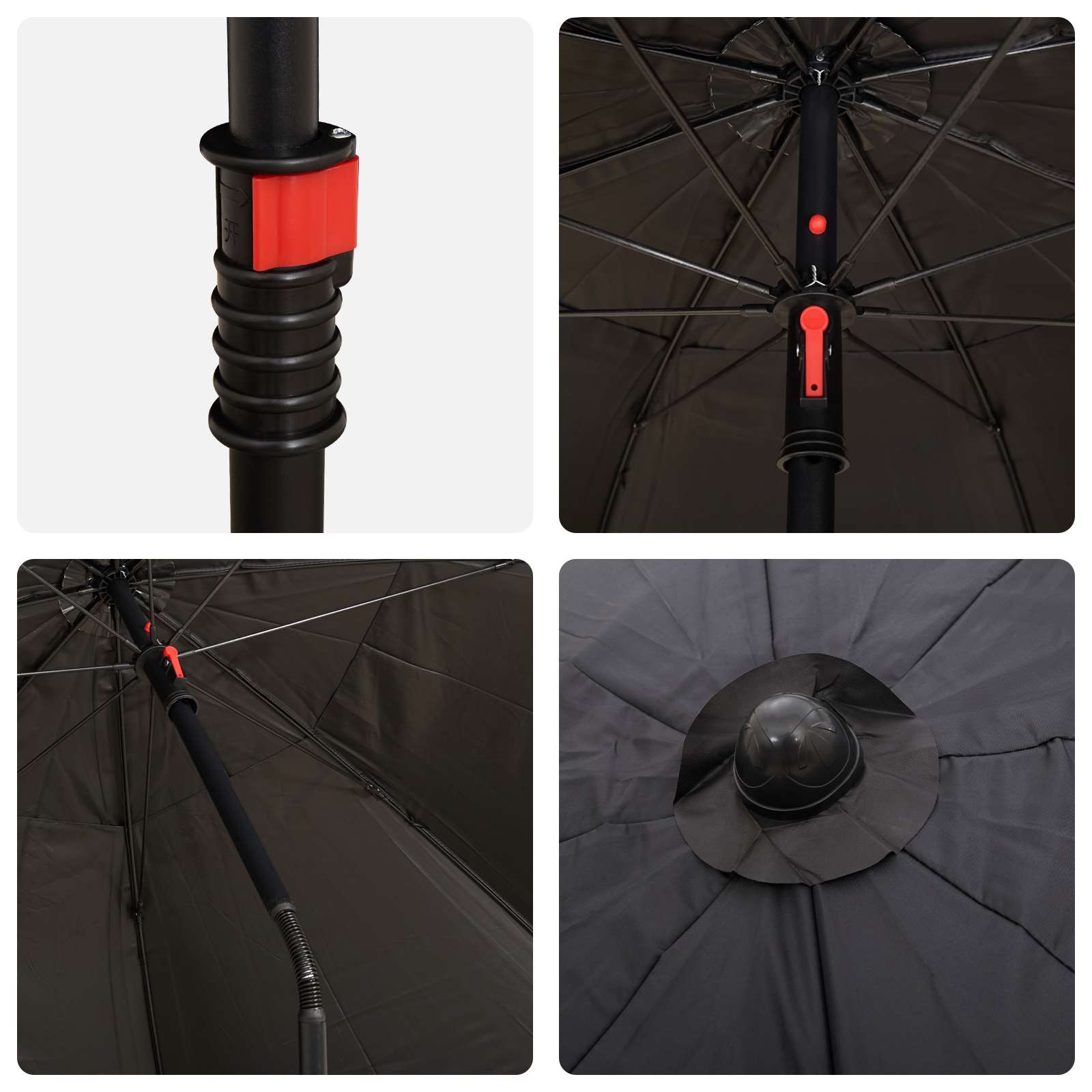 Lettino da Giardino con Ombrellone in Polyrattan Nero