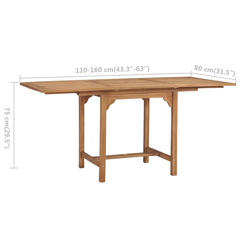 Tavolo da Giardino Estensibile (110-160)x80x75 cm Massello Teak