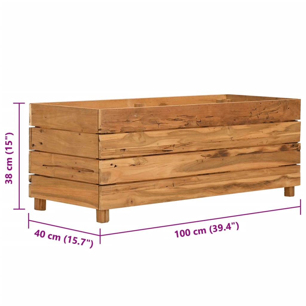 Letto Rialzato 100x40x38 cm Legno di Teak di Recupero e Acciaio