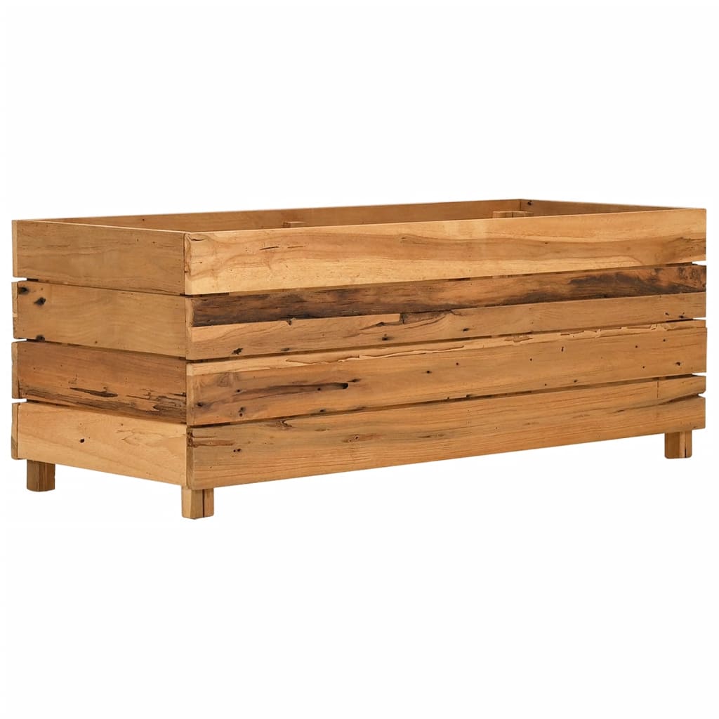 Letto Rialzato 100x40x38 cm Legno di Teak di Recupero e Acciaio