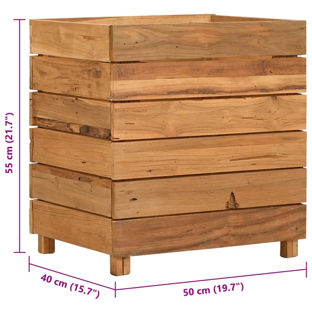 Letto Rialzato 50x40x55 cm Legno di Teak di Recupero e Acciaio