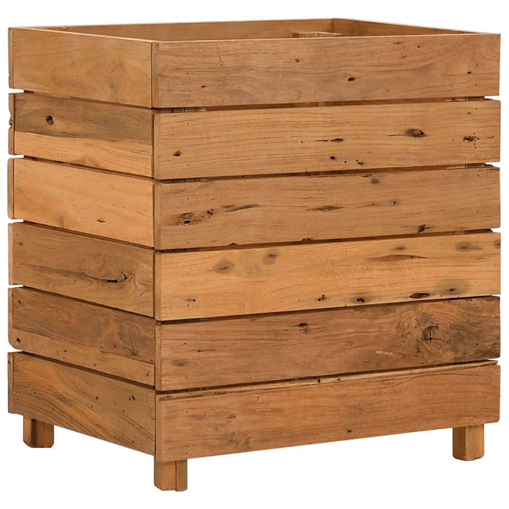 Letto Rialzato 50x40x55 cm Legno di Teak di Recupero e Acciaio