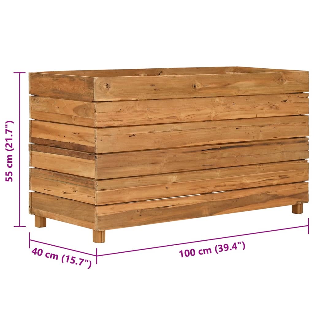 Letto Rialzato 100x40x55 cm Legno di Teak di Recupero e Acciaio