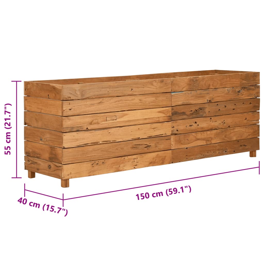 Letto Rialzato 150x40x55 cm Legno di Teak di Recupero e Acciaio