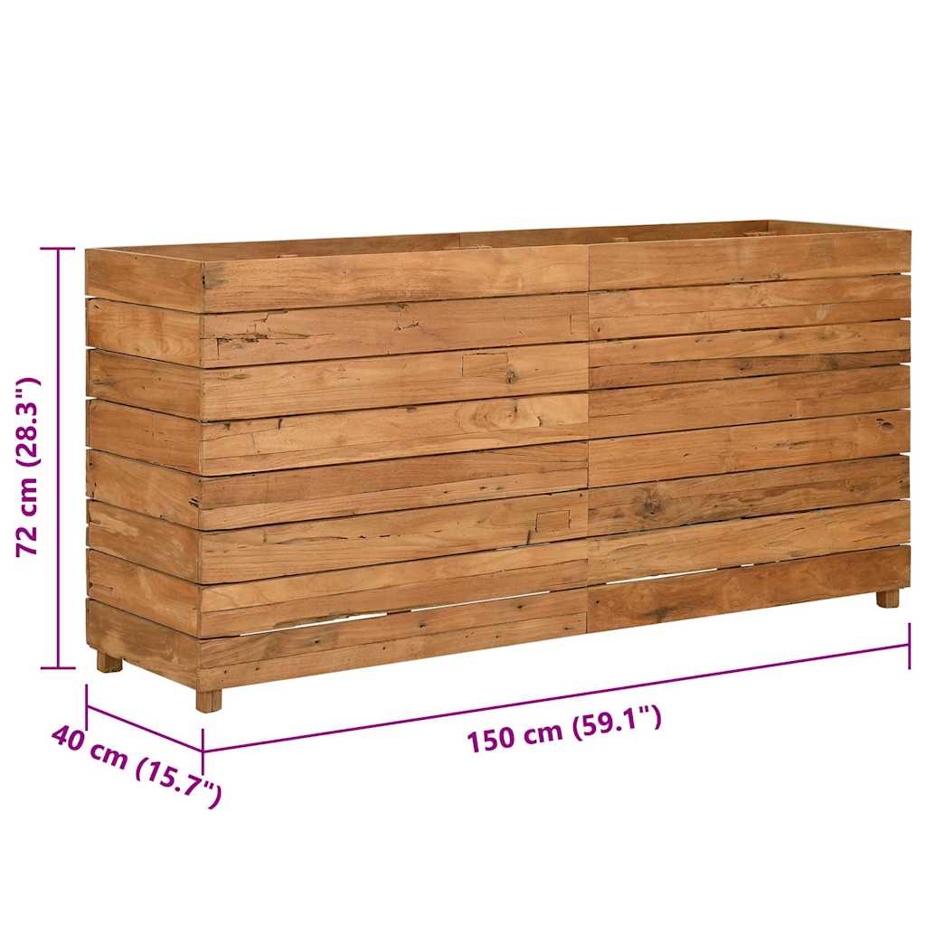 Letto Rialzato 150x40x72 cm Legno di Teak di Recupero e Acciaio