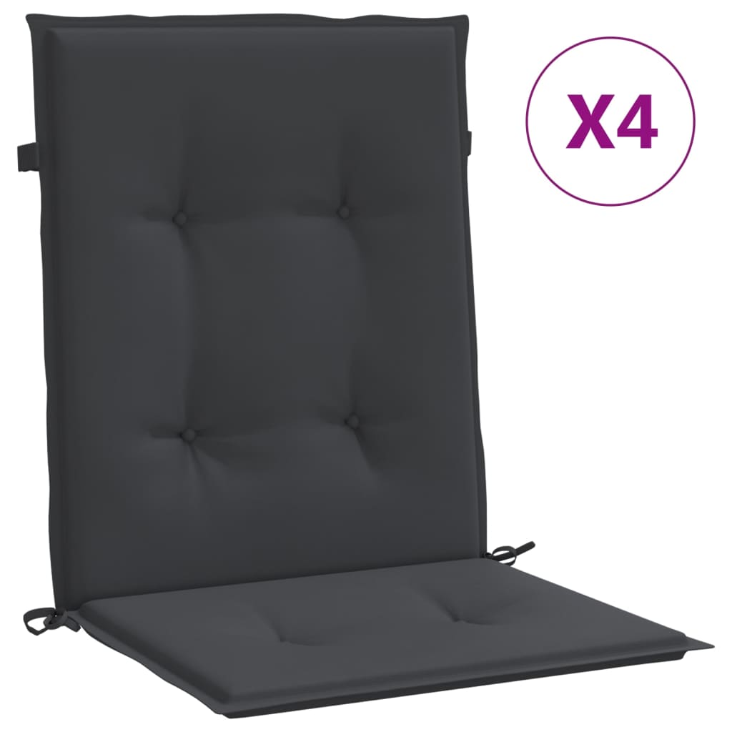 Cuscini per sedie da giardino 4 pz Nero 100 x 50 x 3 cm