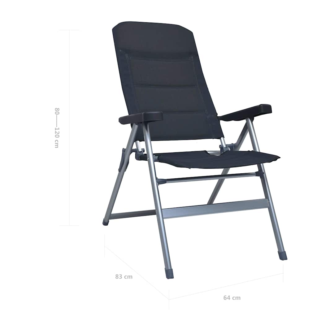 Sedie da Giardino Reclinabili 2 pz in Alluminio Nere