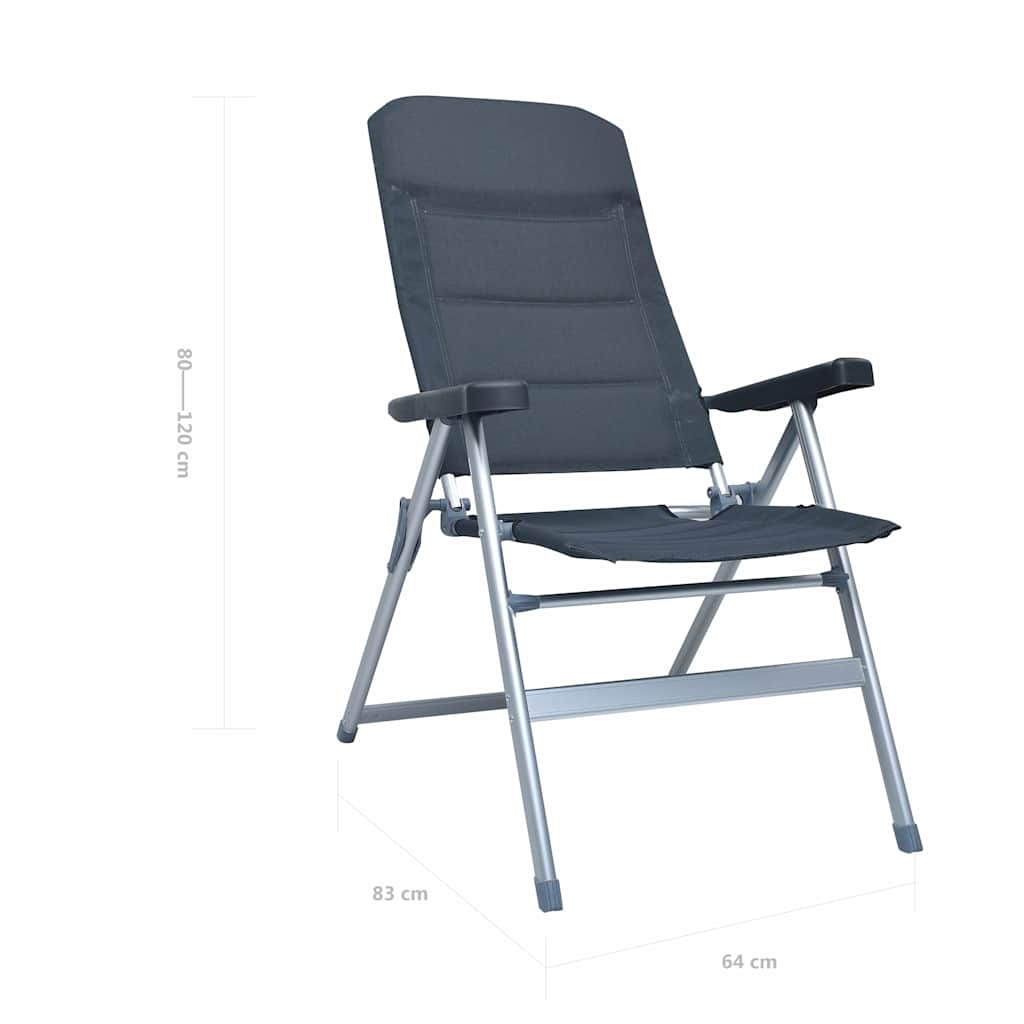 Sedie da Giardino Reclinabili 2 pz in Alluminio Grigie