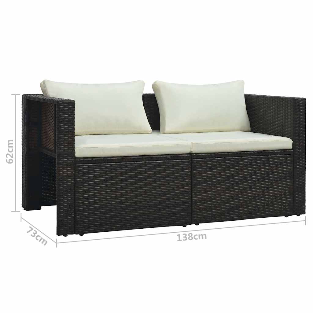 Set Divani da Giardino 6 pz con Cuscini in Polyrattan Marrone