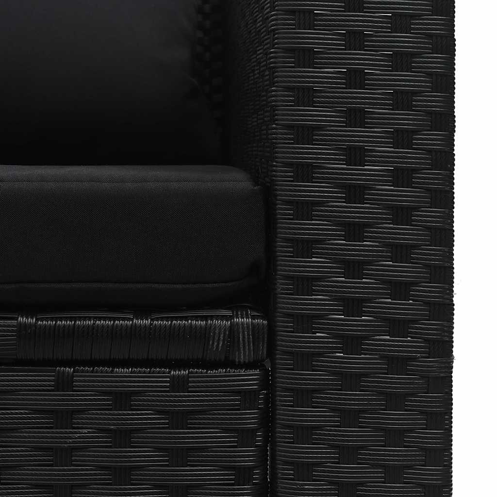 Set Divani da Giardino 6 pz con Cuscini in Polyrattan Nero