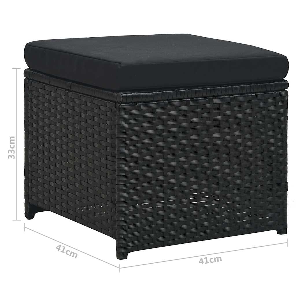 Set Divani da Giardino 6 pz con Cuscini in Polyrattan Nero