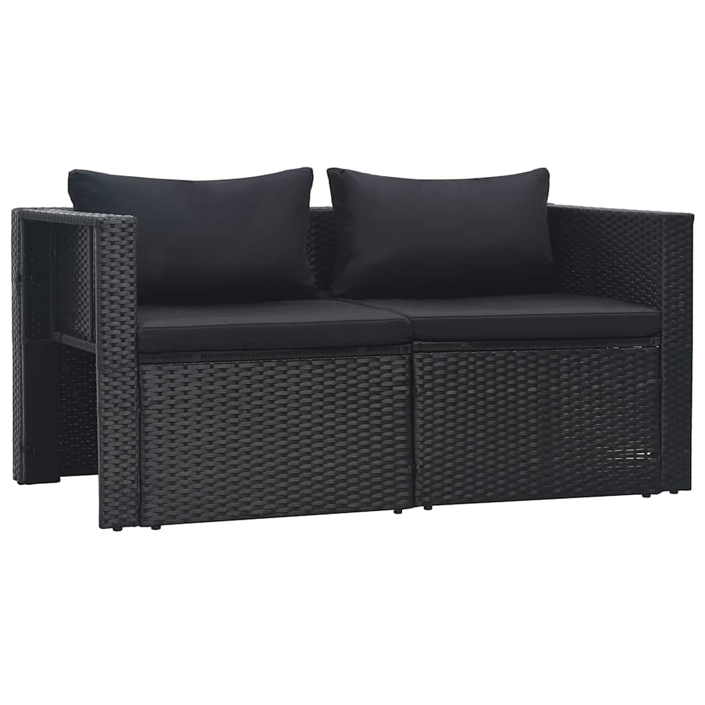 Set Divani da Giardino 6 pz con Cuscini in Polyrattan Nero