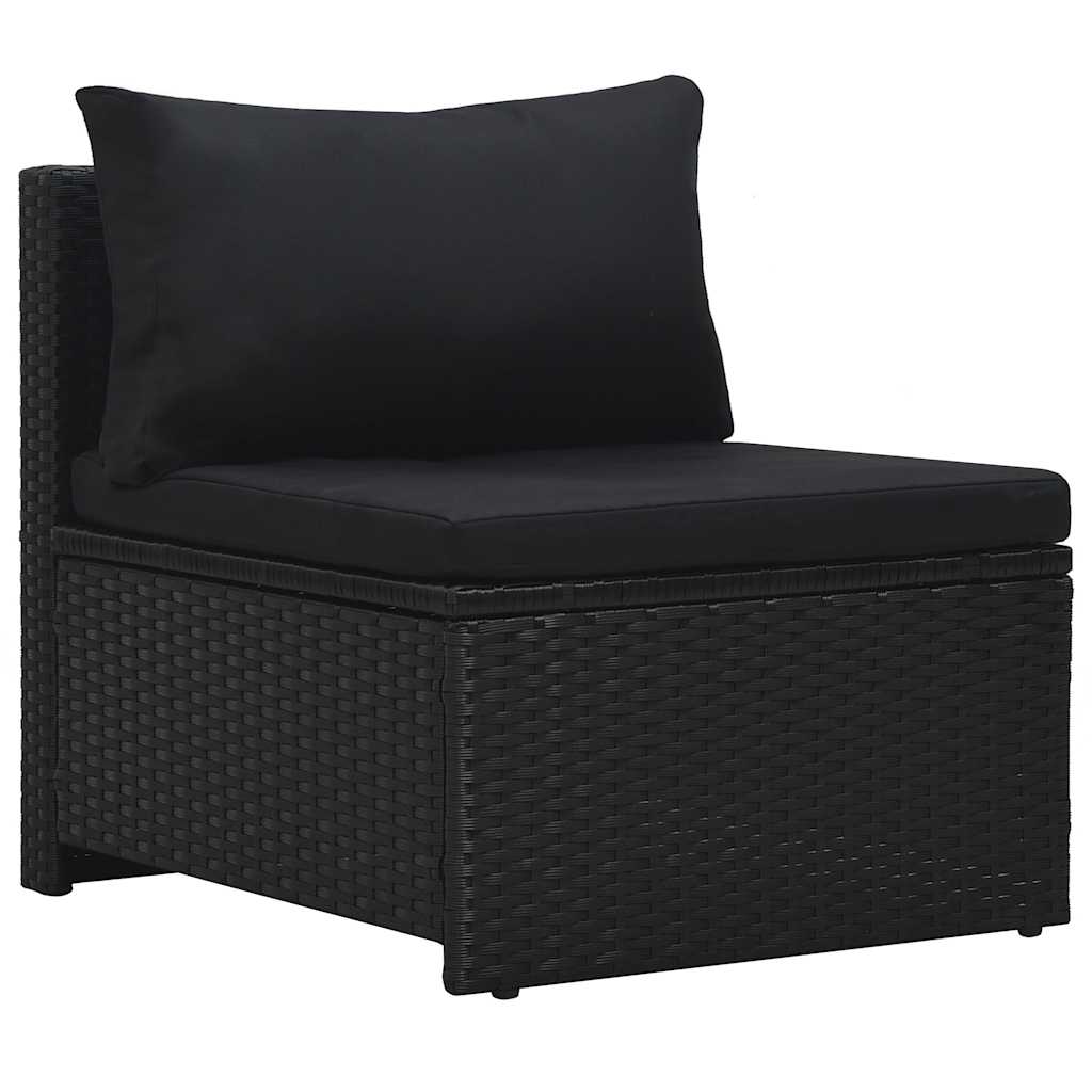 Set Divani da Giardino 6 pz con Cuscini in Polyrattan Nero
