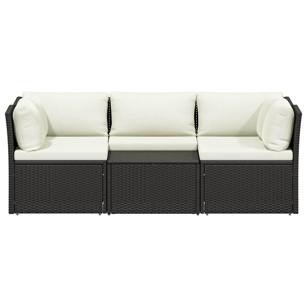 Set Divani da Giardino 4 pz con Cuscini in Polyrattan Marrone