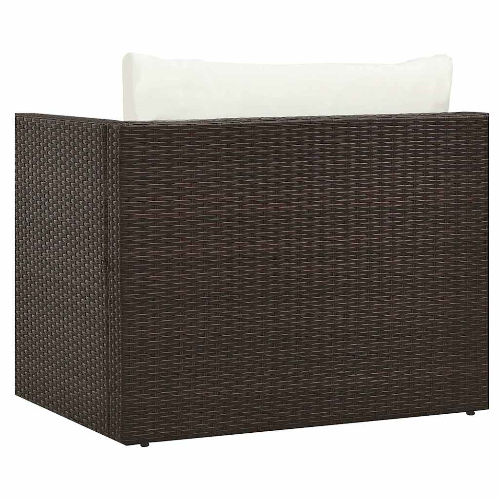 Set Divani da Giardino 5 pz con Cuscini in Polyrattan Marrone