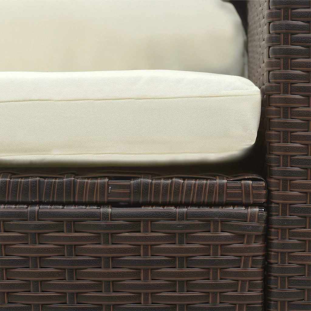 Set Divani da Giardino 5 pz con Cuscini in Polyrattan Marrone