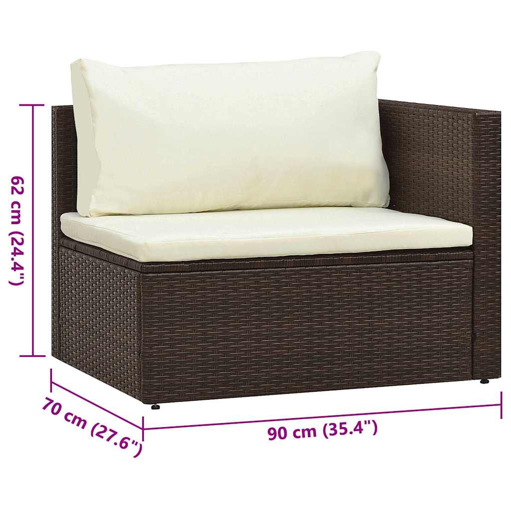 Set Divani da Giardino 5 pz con Cuscini in Polyrattan Marrone