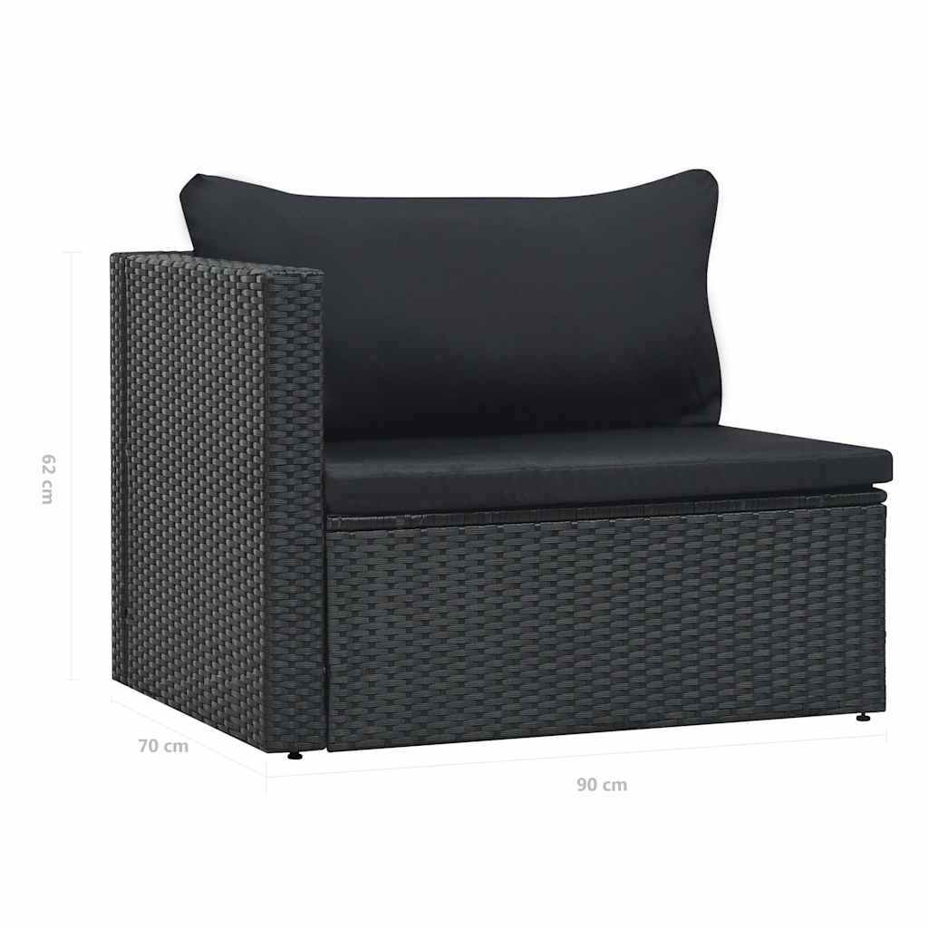 Set Divani da Giardino 5 pz con Cuscini in Polyrattan Nero