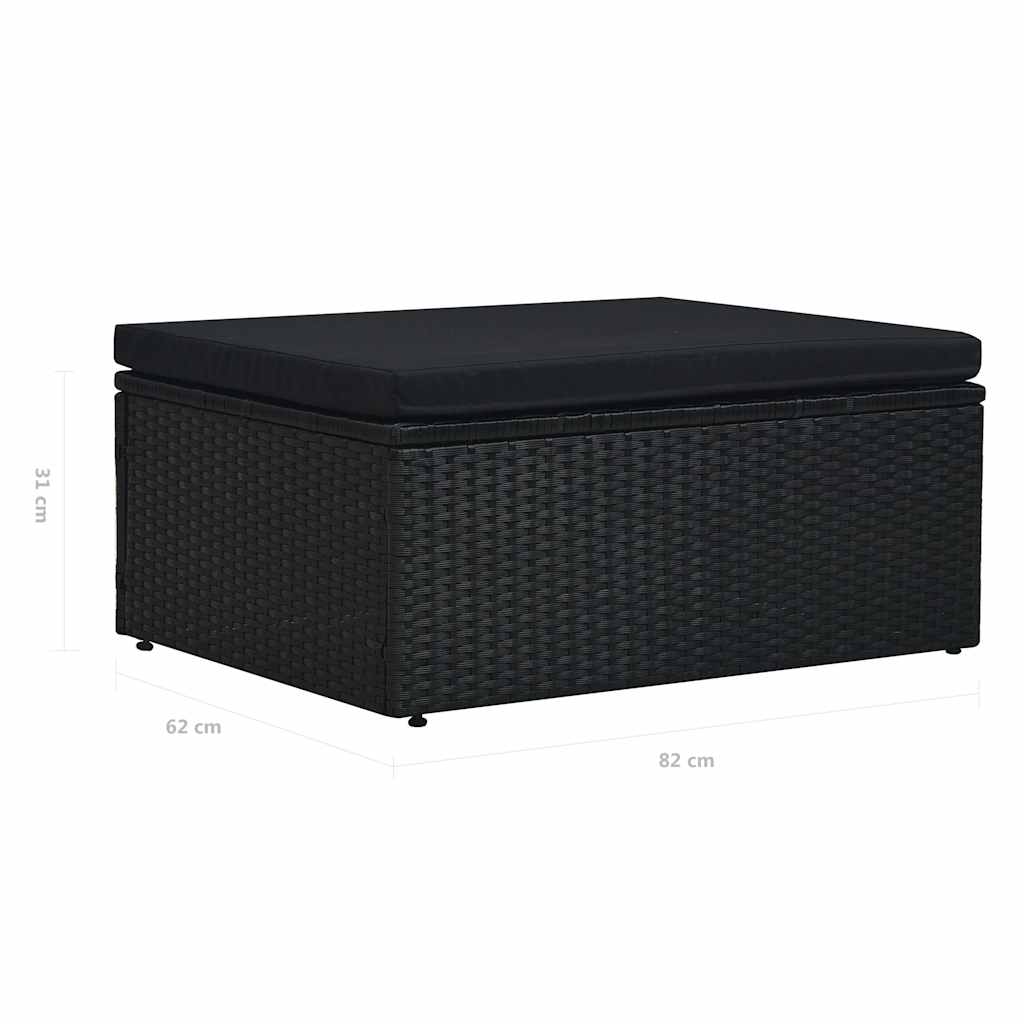 Set Divani da Giardino 5 pz con Cuscini in Polyrattan Nero