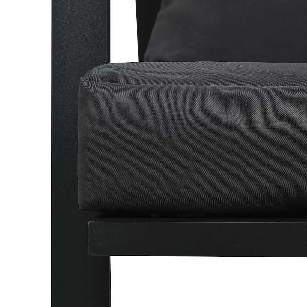 Set Divani da Giardino 4 pz con Cuscini Alluminio Grigio Scuro