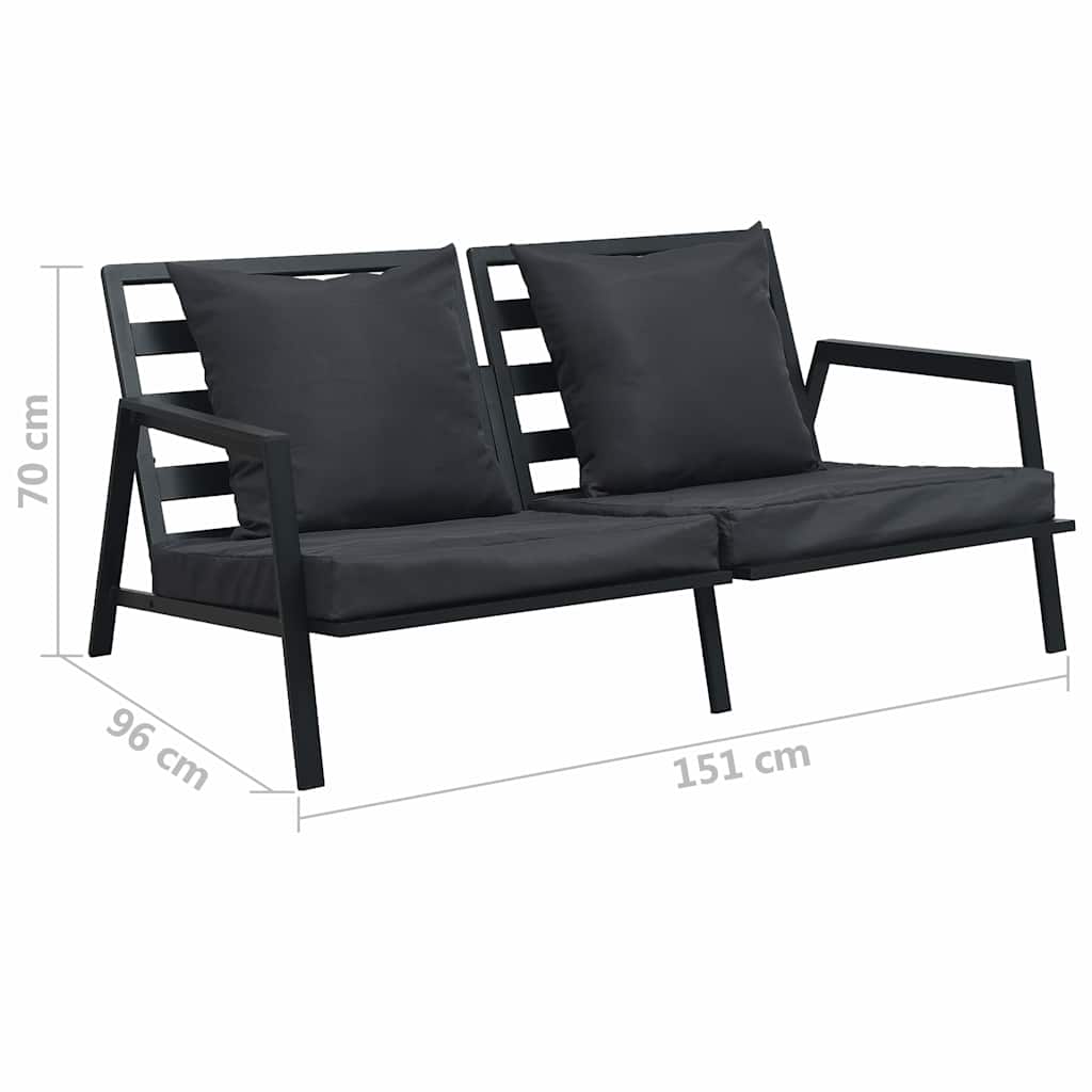 Set Divani da Giardino 4 pz con Cuscini Alluminio Grigio Scuro