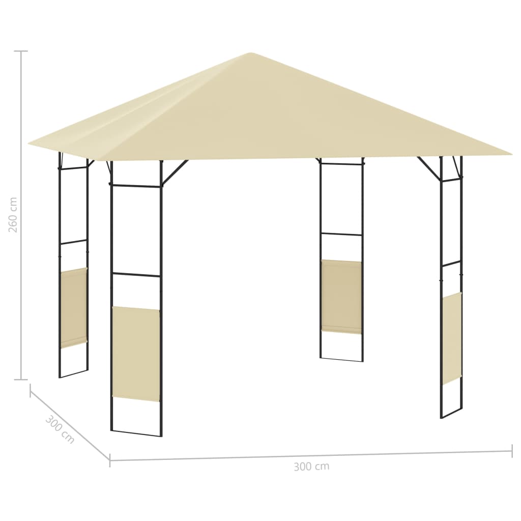 Gazebo da Giardino 3x3x2,6 m Crema 160 g/m²