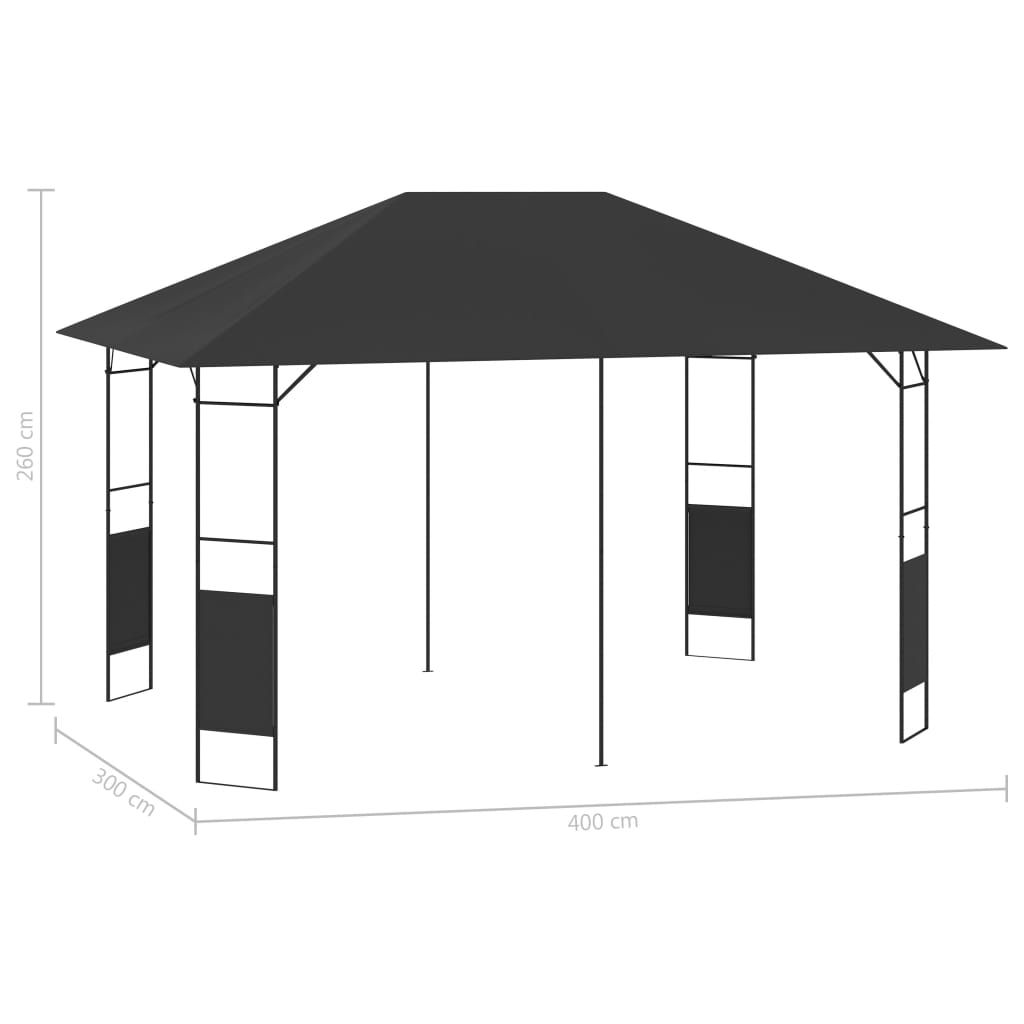 Gazebo da Giardino 4x3 m Antracite 160 g/m²