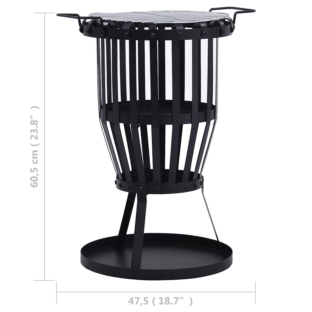 Braciere da Giardino con Griglia Barbecue in Acciaio 47,5 cm