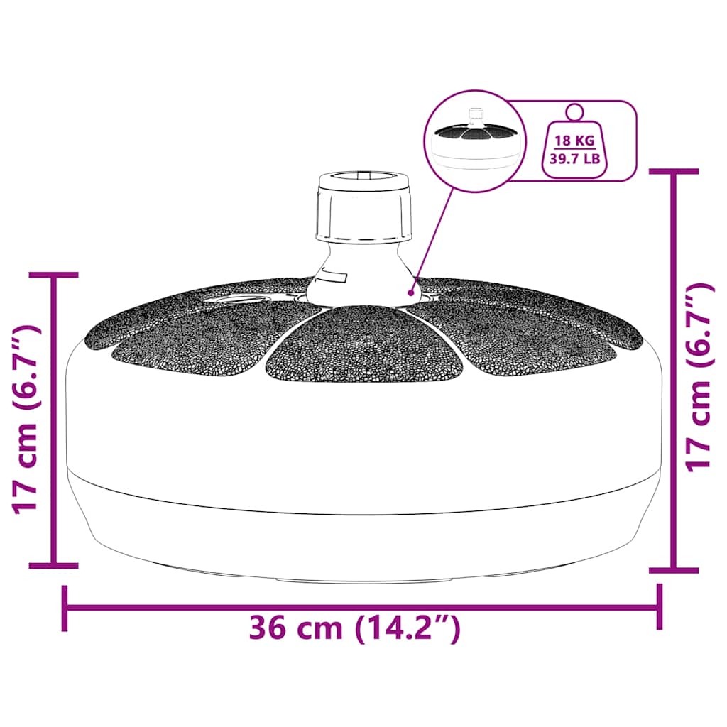 Base per Ombrellone Riempibile con Sabbia/Acqua 15L Nera