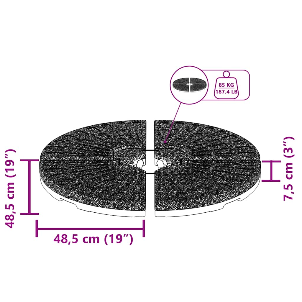 Base per Ombrellone a Forma di Ventaglio 4 pz Nero