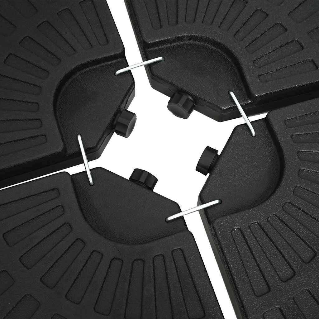 Base per Ombrellone a Forma di Ventaglio 4 pz Nero