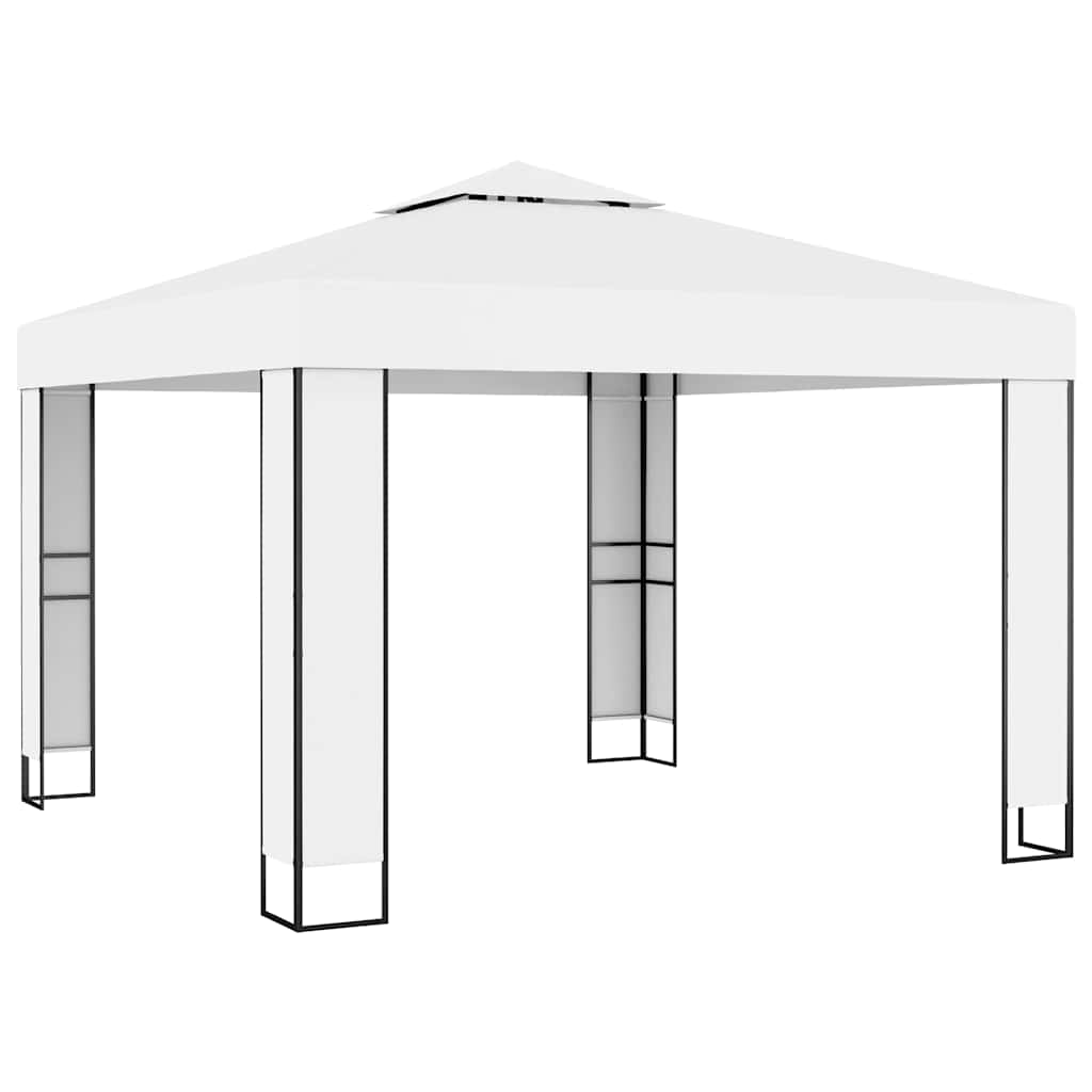Gazebo con Tetto Doppio 3 x 3 m Bianco