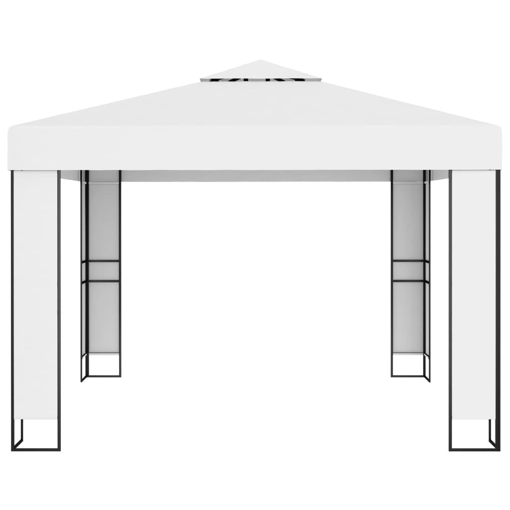 Gazebo con Tetto Doppio 3 x 3 m Bianco